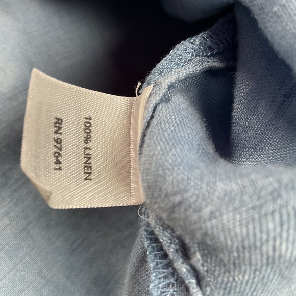 J Jill Linen Button Up Shirt Womens Large Blue Long Sleeve Casual Top - Picture 4 of 6